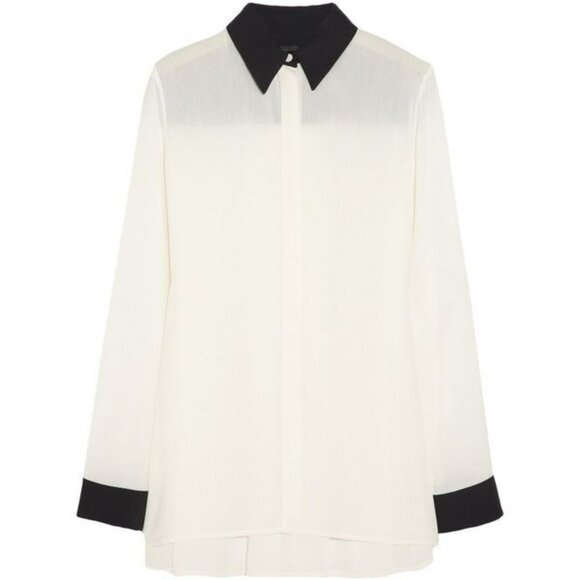 The Row Porcelain White Charton Two-Tone Twill Blouse - Picture 1 of 12